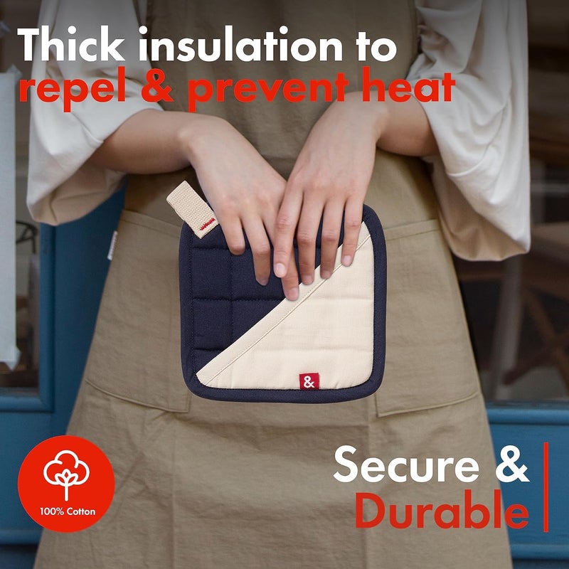 Hedley & Bennett Pot Holder with Pocket - Heat Resistant Kitchen Hot Pot Holders - Blueberry Blue - Image 3